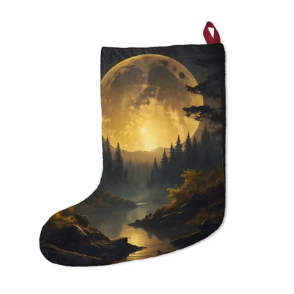Moonlit Forest Christmas Stocking — Golden Full Moon Holiday Decor - One size - Home Decor