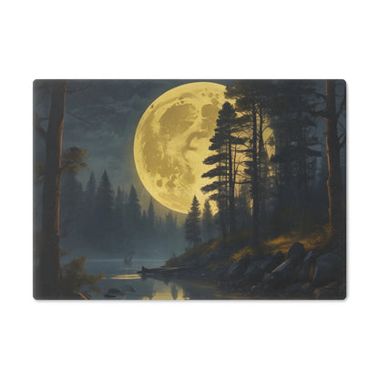 Moonlit Forest Cutting Board — Scenic Full Moon Lake Artwork - Small - Home Decor