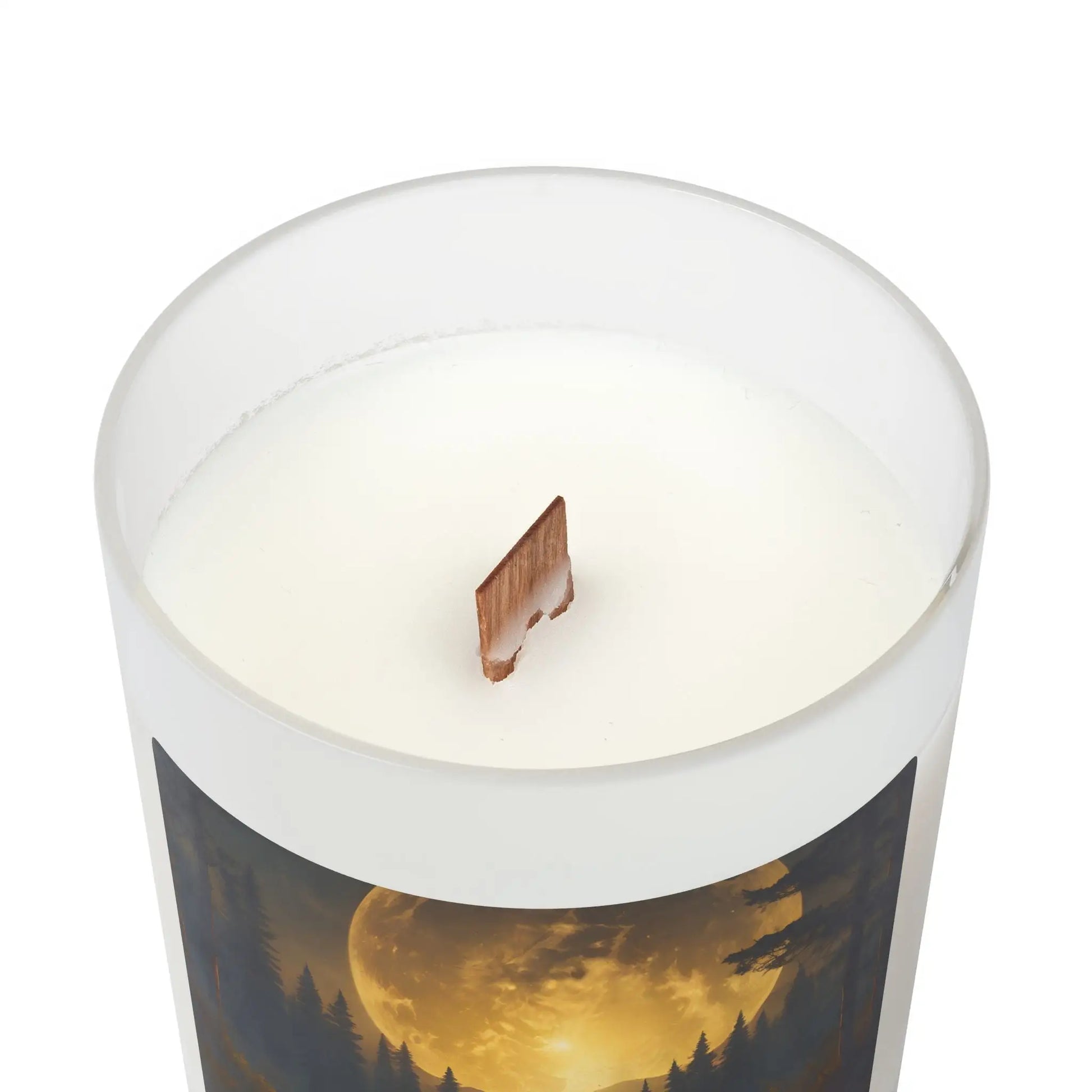 Moonlit Forest Frosted Glass Candle — 11oz Woodland Scentscape - Home Decor