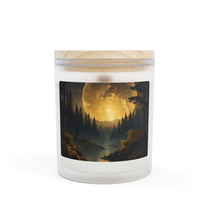 Moonlit Forest Frosted Glass Candle — 11oz Woodland Scentscape - Home Decor