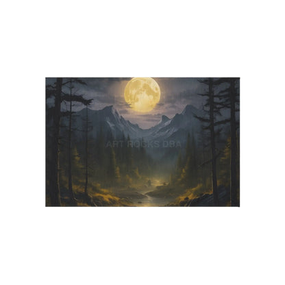 Moonlit Forest in The Mountains Outdoor Rug Nature Decor Patio Accessory Camping Essentials Boho Style Rug Garden Mat