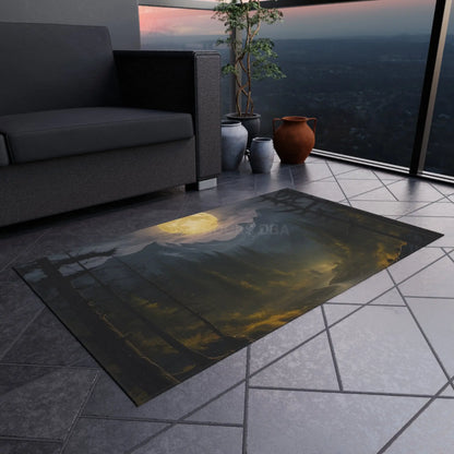 Moonlit Forest in The Mountains Outdoor Rug Nature Decor Patio Accessory Camping Essentials Boho Style Rug Garden Mat