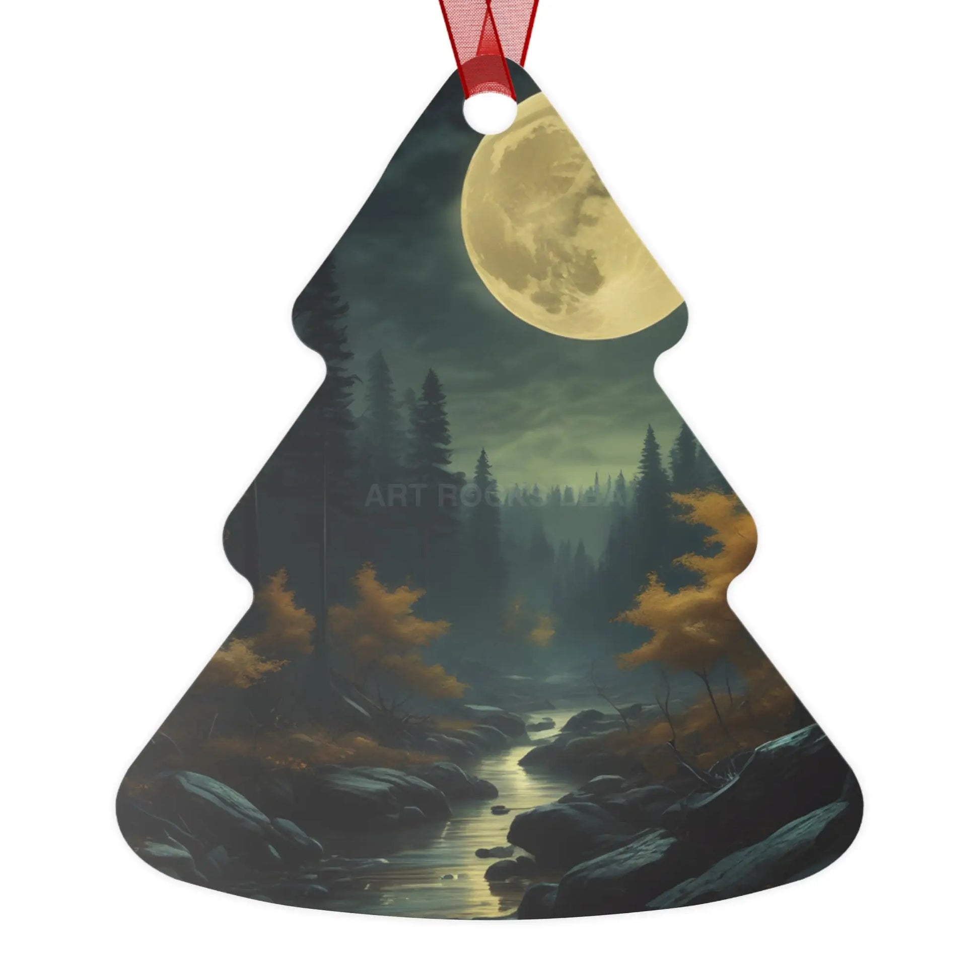 Moonlit Forest Metal Ornament — Scenic Night Landscape Ornament for Christmas & Nature Lovers - Home Decor
