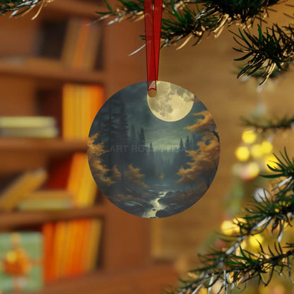 Moonlit Forest Metal Ornament — Scenic Night Landscape Ornament for Christmas & Nature Lovers - Home Decor