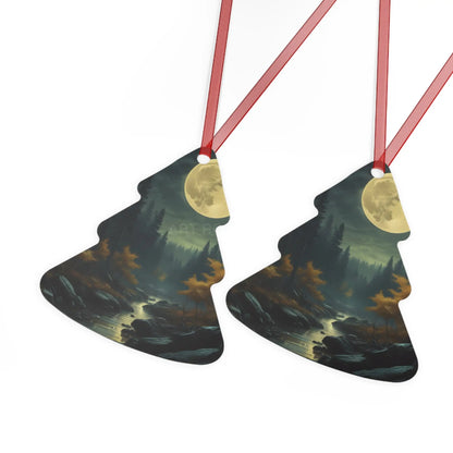 Moonlit Forest Metal Ornament — Scenic Night Landscape Ornament for Christmas & Nature Lovers - Home Decor