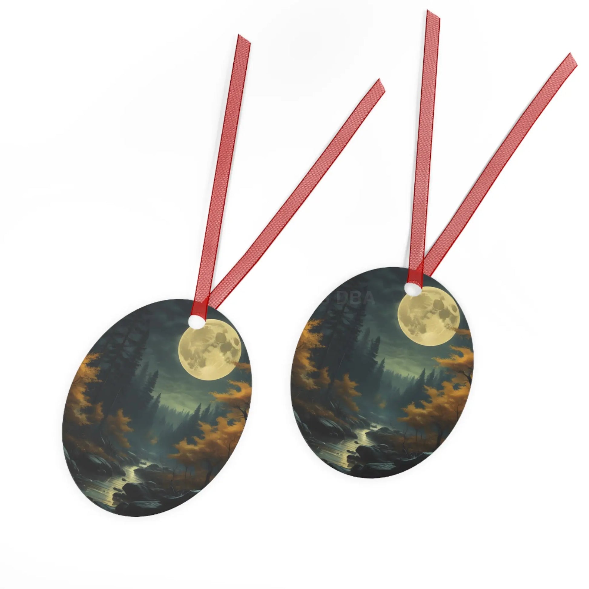 Moonlit Forest Metal Ornament — Scenic Night Landscape Ornament for Christmas & Nature Lovers - Home Decor