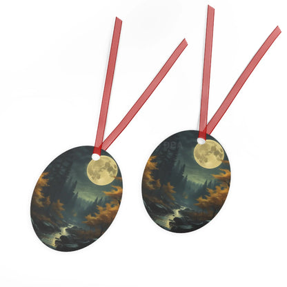 Moonlit Forest Metal Ornament — Scenic Night Landscape Ornament for Christmas & Nature Lovers - Home Decor