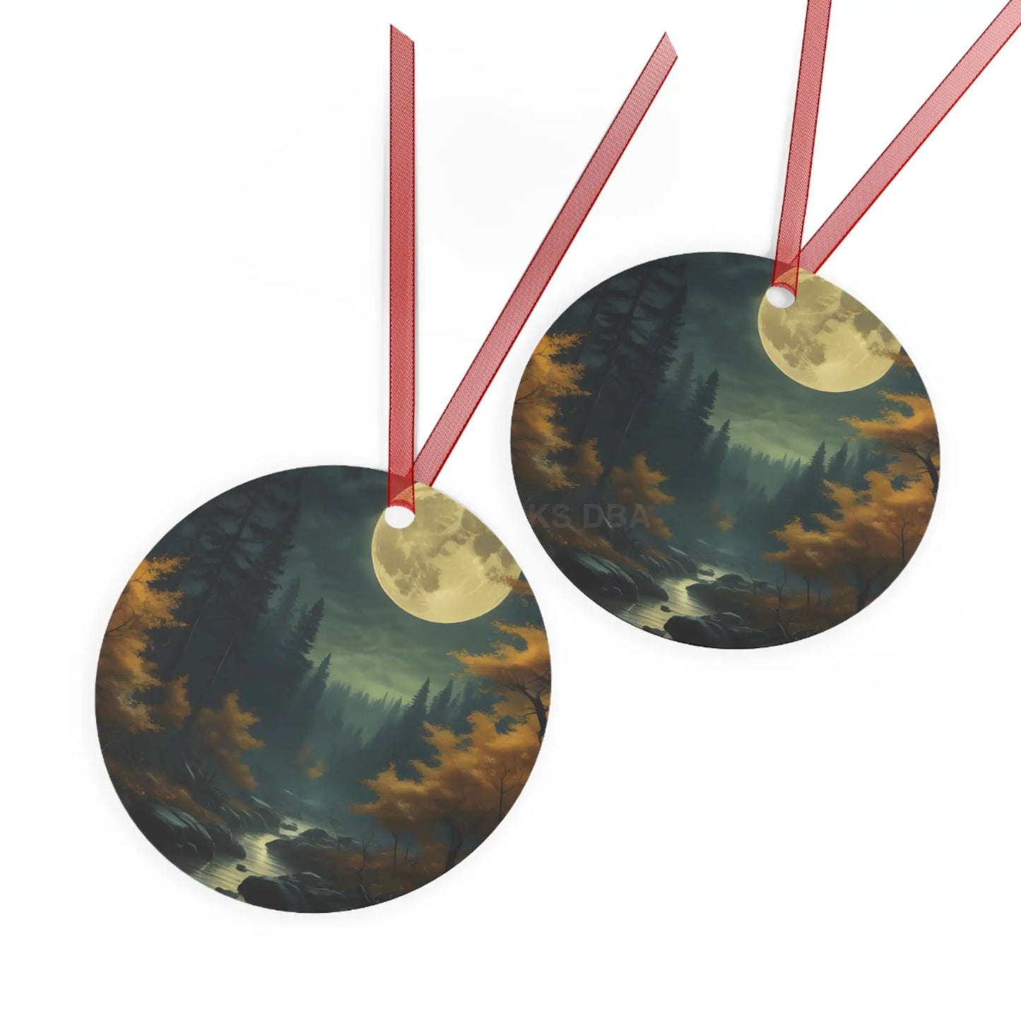 Moonlit Forest Metal Ornament — Scenic Night Landscape Ornament for Christmas & Nature Lovers - Home Decor