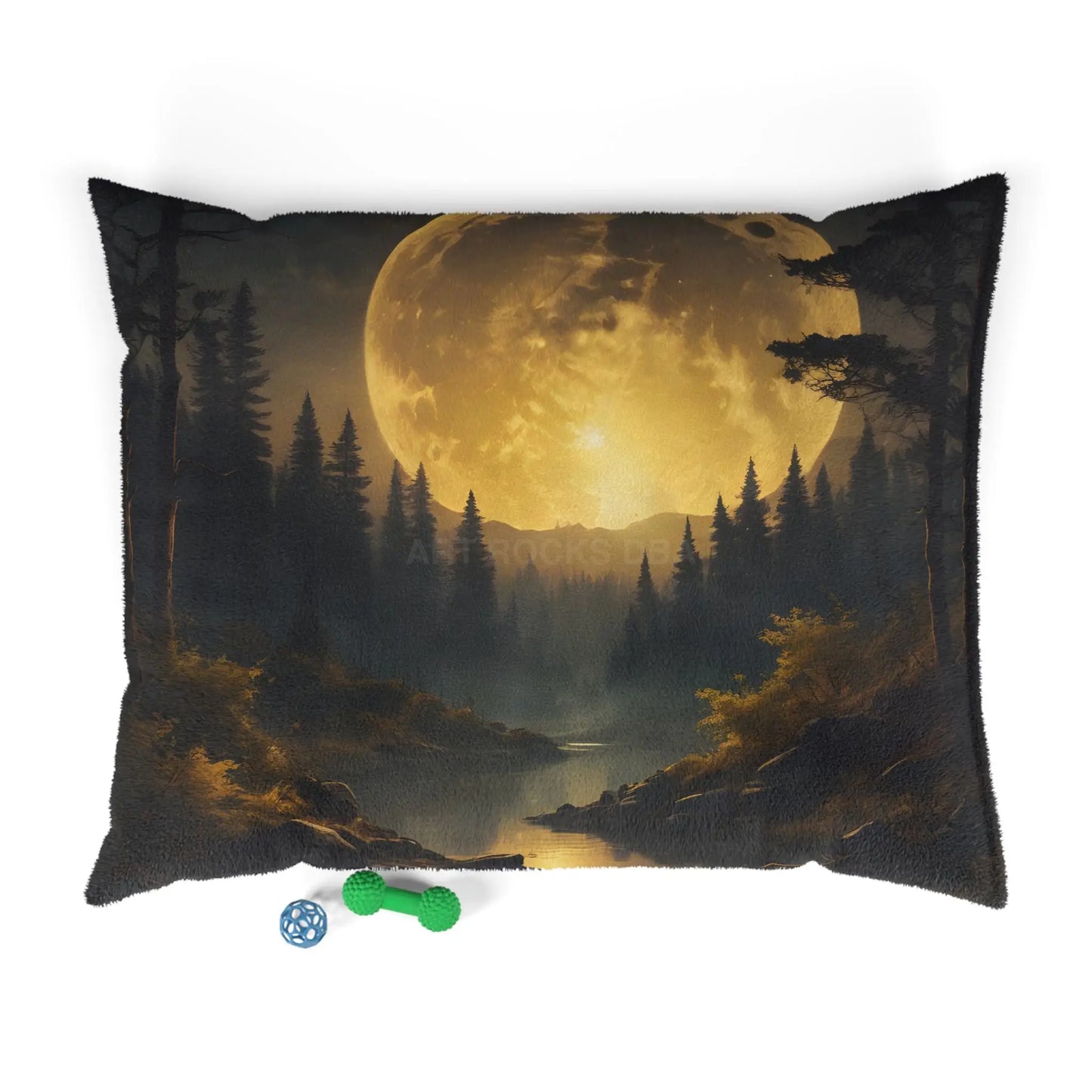 Moonlit Forest Pet Bed — Cozy Scenic Dog & Cat Cushion - 50’’ × 40’’ - Pets