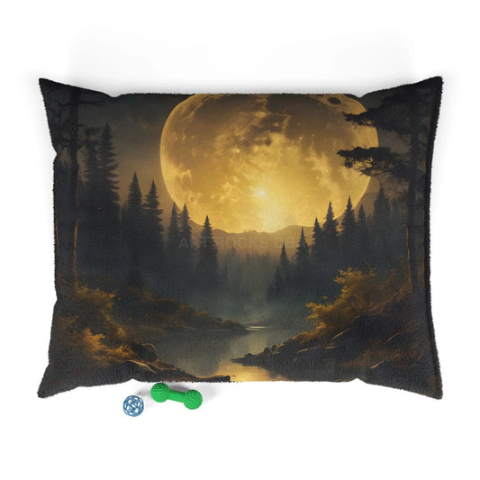 Moonlit Forest Pet Bed — Cozy Scenic Dog & Cat Cushion - 50’’ × 40’’ - Pets