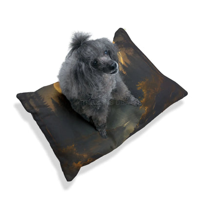 Moonlit Forest Pet Bed — Cozy Scenic Dog & Cat Cushion - Pets