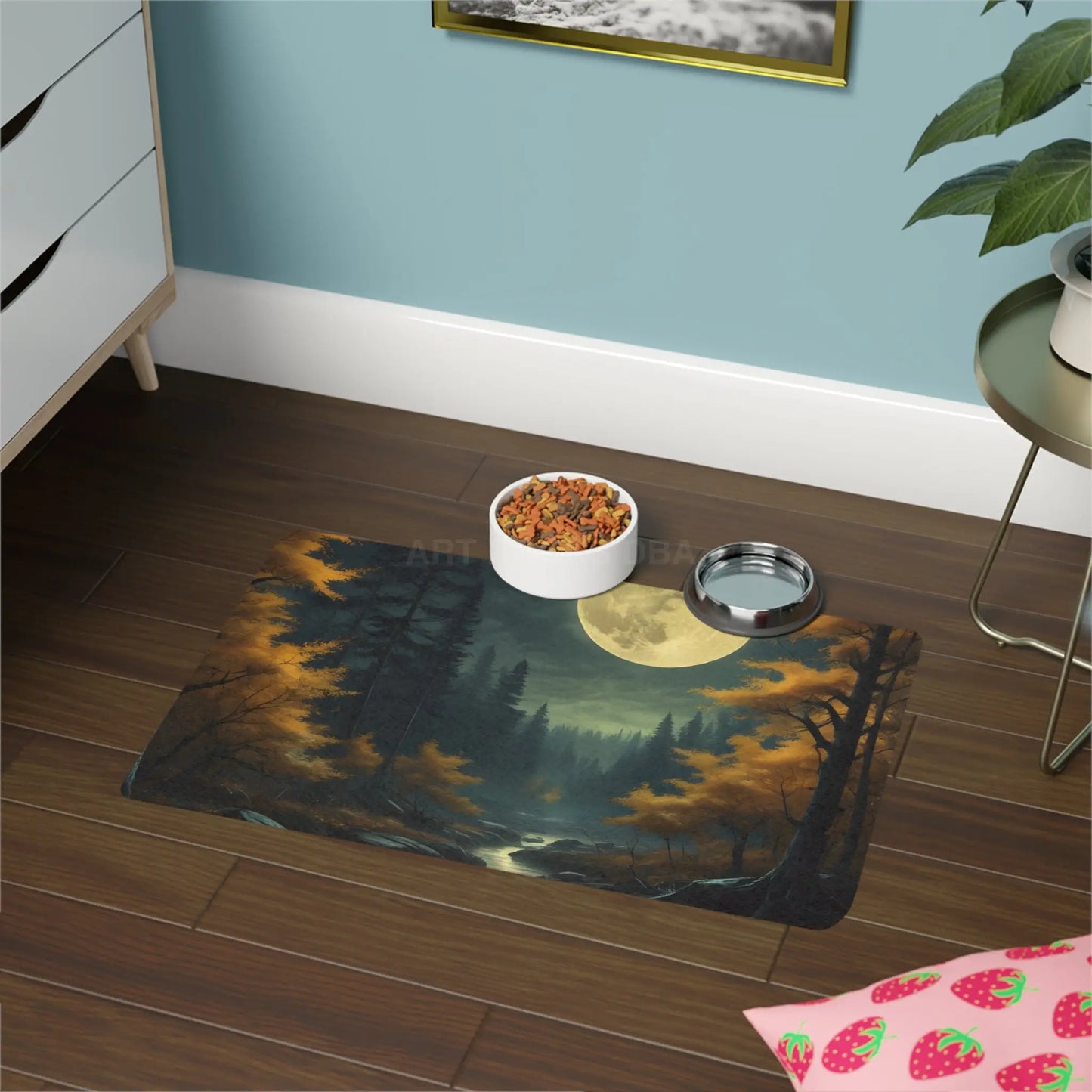 Moonlit Forest Pet Food Mat (12x18) - 12’’ × 18’’ / Rectangle - Pets