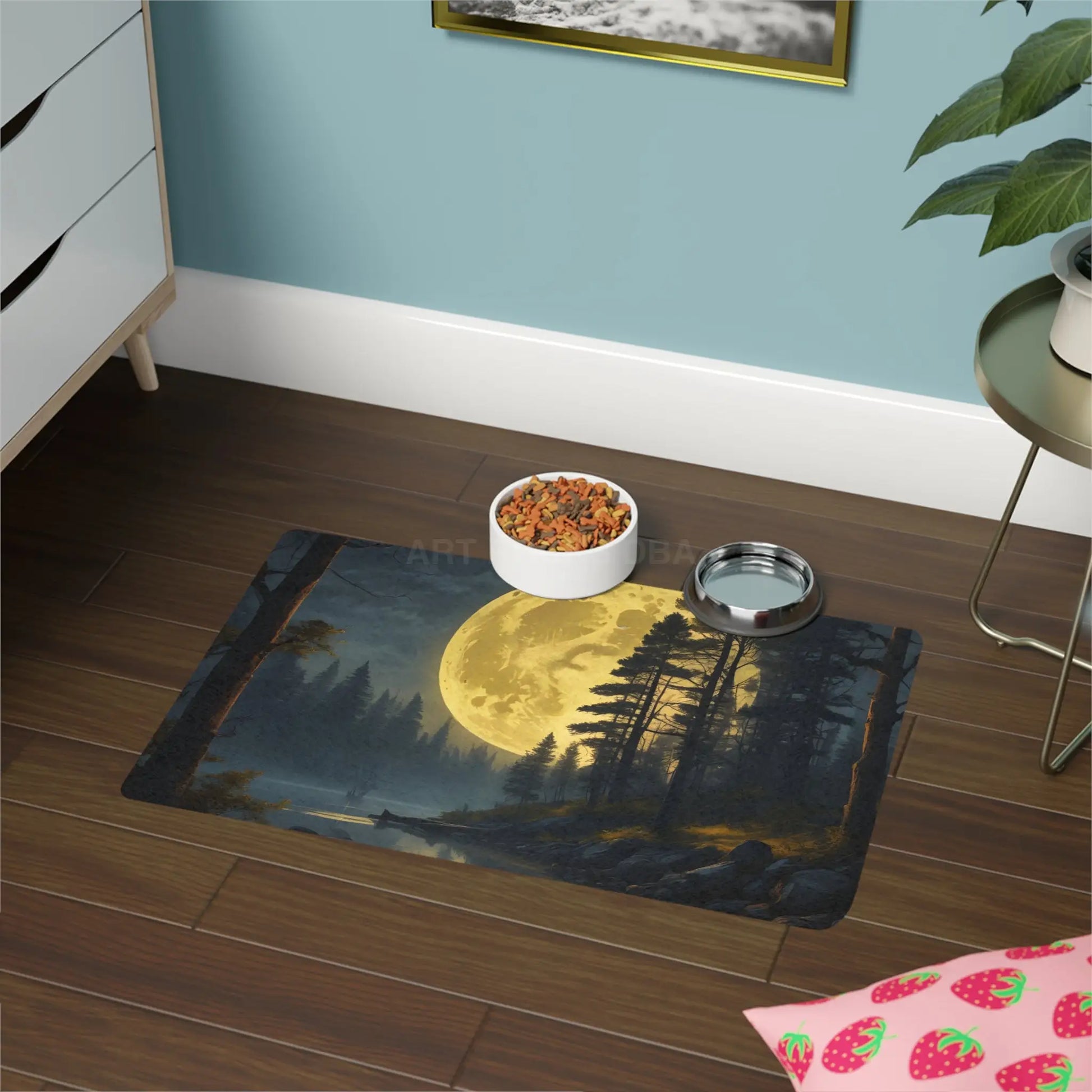 Moonlit Forest Pet Food Mat (12x18) - 12’’ × 18’’ / Rectangle - Pets
