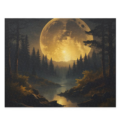 Moonlit Forest Puzzle — Scenic Night Landscape Jigsaw (120/252/500 pcs) - 20’’ × 16’’ (500 pcs) - Puzzle
