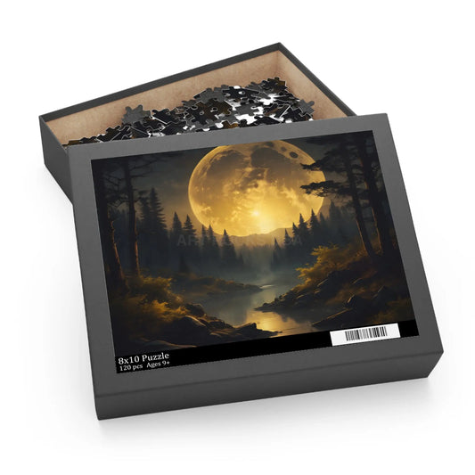 Moonlit Forest Puzzle — Scenic Night Landscape Jigsaw (120/252/500 pcs) - 10’’ × 8’’ (120 pcs) - Puzzle
