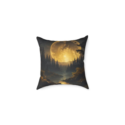 Moonlit Forest Square Pillow - Cozy Home Decor Gift for Nature Lovers Bedroom Accent Autumn Vibes Halloween Decor