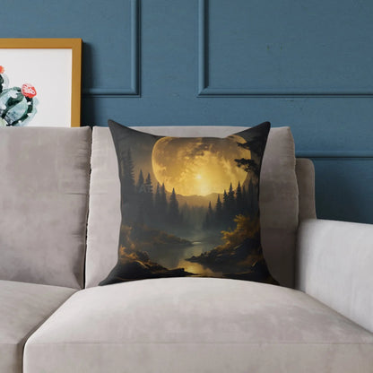 Moonlit Forest Square Pillow - Cozy Home Decor Gift for Nature Lovers Bedroom Accent Autumn Vibes Halloween Decor