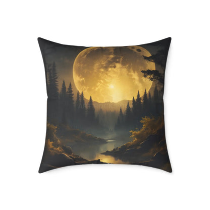 Moonlit Forest Square Pillow - Cozy Home Decor Gift for Nature Lovers Bedroom Accent Autumn Vibes Halloween Decor