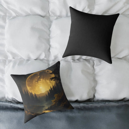 Moonlit Forest Square Pillow - Cozy Home Decor Gift for Nature Lovers Bedroom Accent Autumn Vibes Halloween Decor
