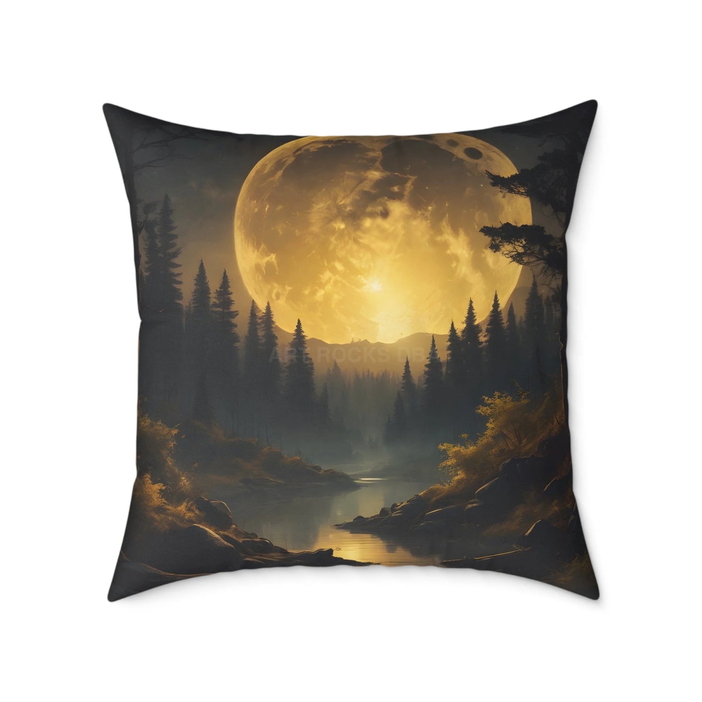 Moonlit Forest Square Pillow - Cozy Home Decor Gift for Nature Lovers Bedroom Accent Autumn Vibes Halloween Decor
