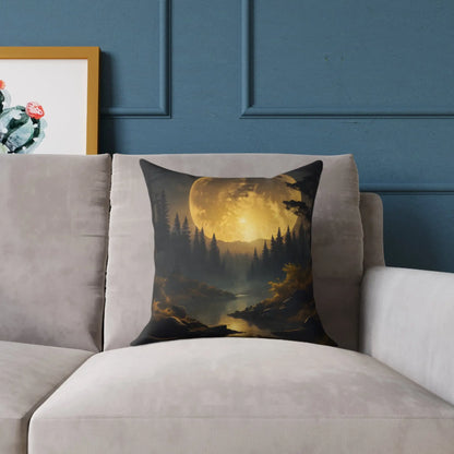 Moonlit Forest Square Pillow - Cozy Home Decor Gift for Nature Lovers Bedroom Accent Autumn Vibes Halloween Decor