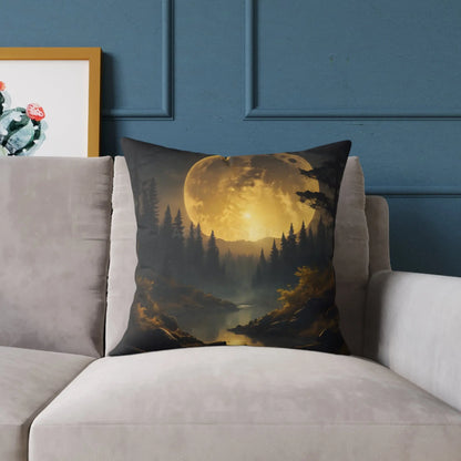Moonlit Forest Square Pillow - Cozy Home Decor Gift for Nature Lovers Bedroom Accent Autumn Vibes Halloween Decor