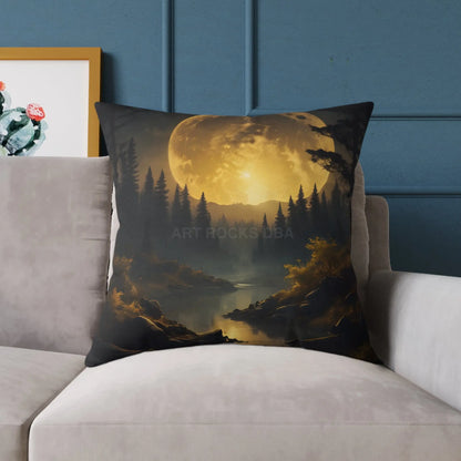 Moonlit Forest Square Pillow - Cozy Home Decor Gift for Nature Lovers Bedroom Accent Autumn Vibes Halloween Decor