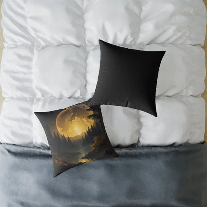 Moonlit Forest Square Pillow - Cozy Home Decor Gift for Nature Lovers Bedroom Accent Autumn Vibes Halloween Decor