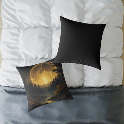 Moonlit Forest Square Pillow - Cozy Home Decor Gift for Nature Lovers Bedroom Accent Autumn Vibes Halloween Decor