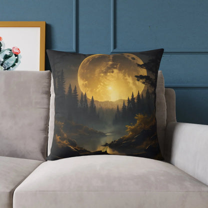 Moonlit Forest Square Pillow - Cozy Home Decor Gift for Nature Lovers Bedroom Accent Autumn Vibes Halloween Decor