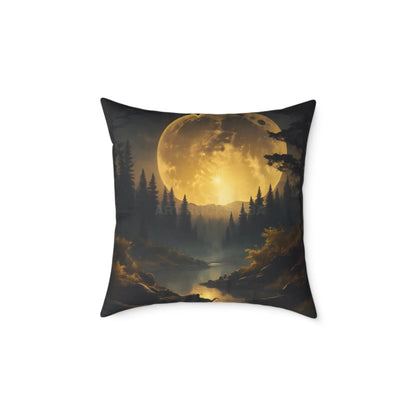 Moonlit Forest Square Pillow - Cozy Home Decor Gift for Nature Lovers Bedroom Accent Autumn Vibes Halloween Decor