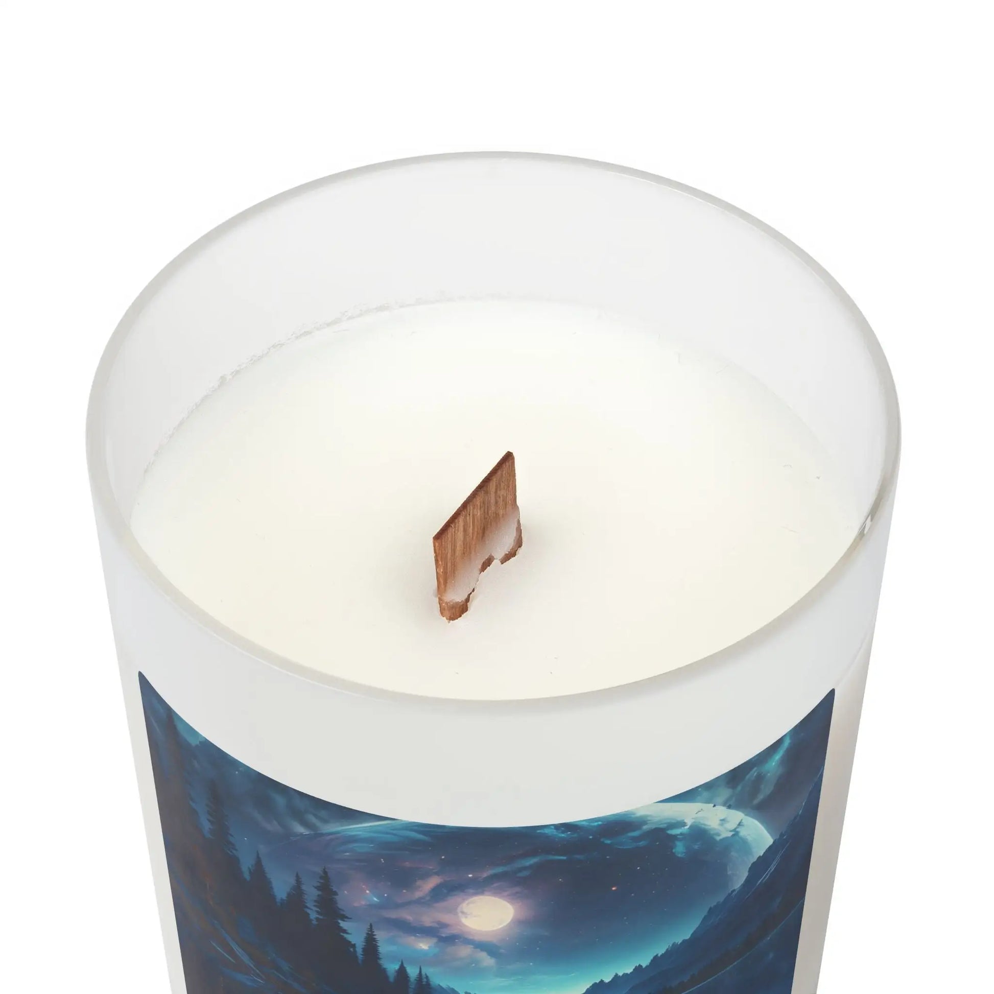 Moonlit Lake Frosted Glass Candle — 11oz Woodland Scenery Candle - Home Decor