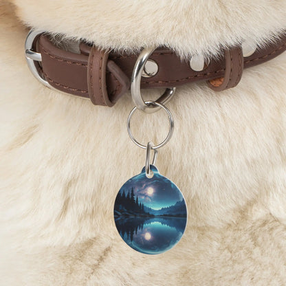 Moonlit Lake Pet Tag — Scenic Night Sky Dog ID Tag - 1’’ - Pets