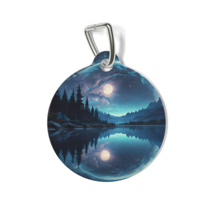 Moonlit Lake Pet Tag — Scenic Night Sky Dog ID Tag - 1’’ - Pets