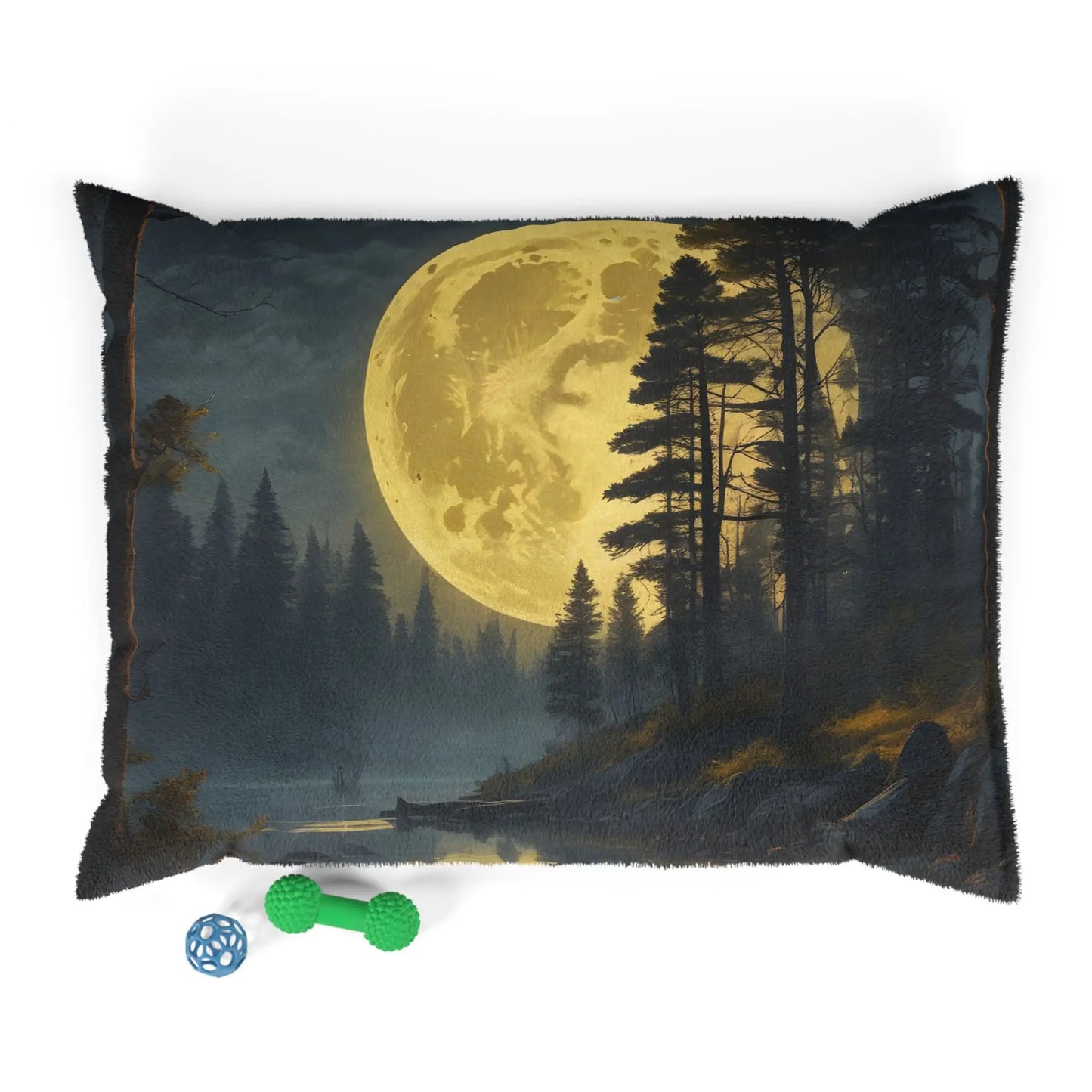 Moonlit Pine Forest Pet Bed — Cozy Nightscape Cushion for Dogs & Cats - 40’’ × 30’’ - Pets