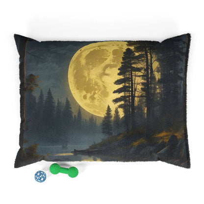 Moonlit Pine Forest Pet Bed — Cozy Nightscape Cushion for Dogs & Cats - 40’’ × 30’’ - Pets