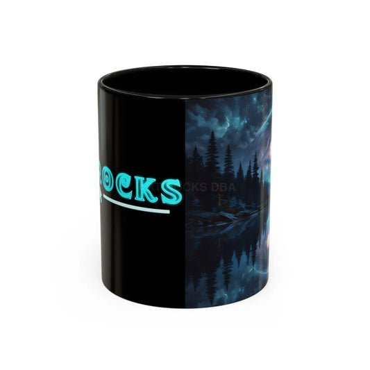 Moonlit Reflection Coffee Mug — Reflective Night Landscape Accent Mug (11/15oz) - 11oz / Black - Mug