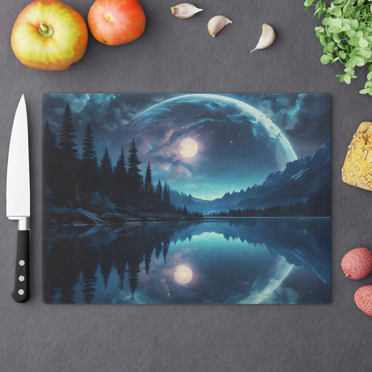 Moonlit Reflection Cutting Board — Scenic Night Sky Kitchen Board - Large - Home Decor