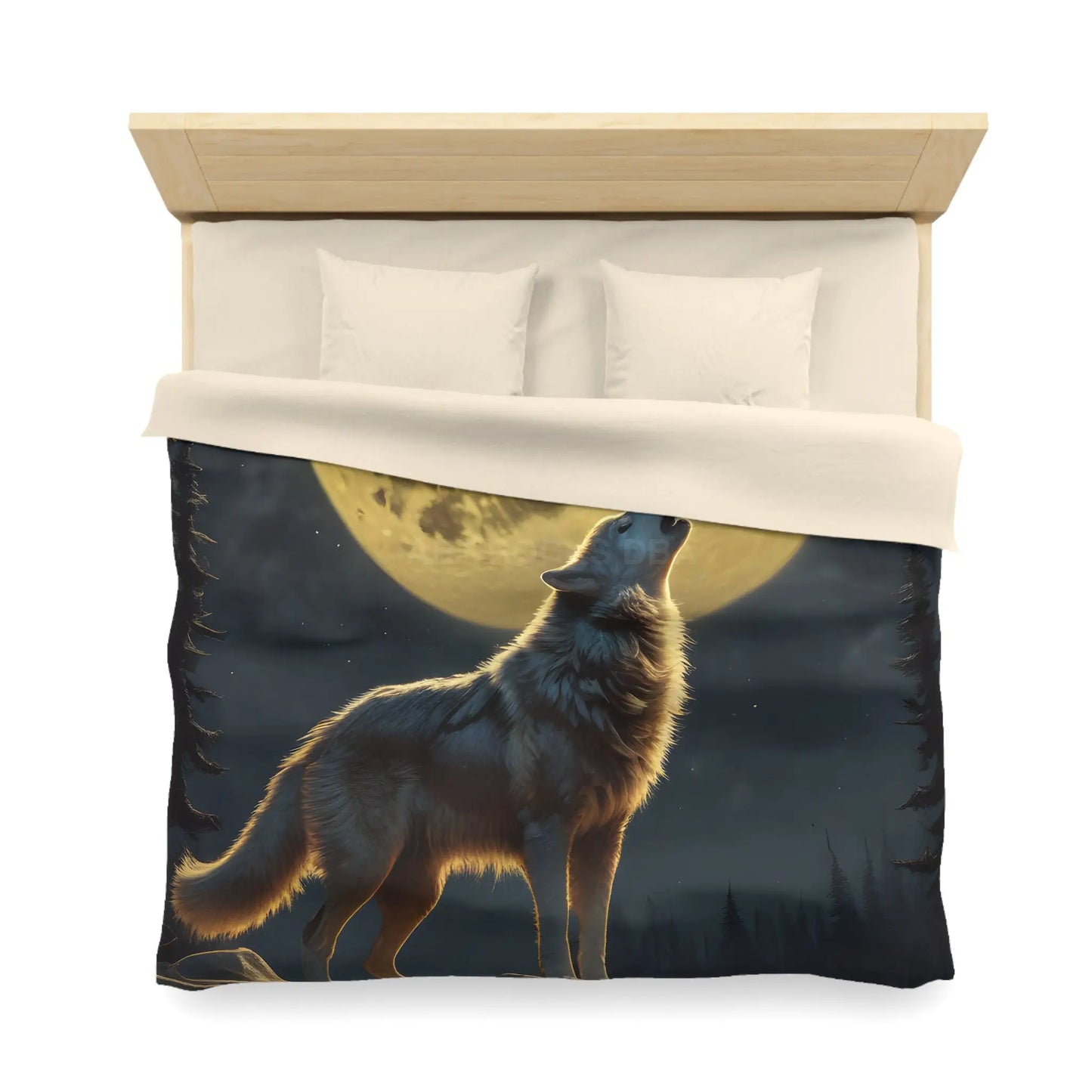 Moonlit Wolf Microfiber Duvet Cover - Cozy Bedding for Animal Lovers Perfect for Home Decor Gifts and Nature