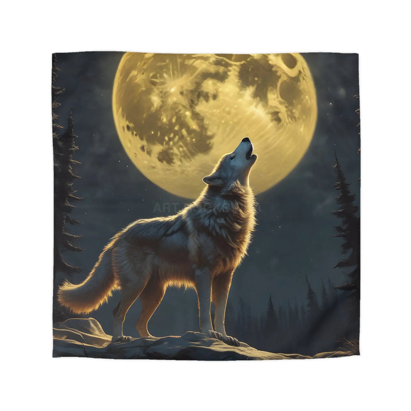 Moonlit Wolf Microfiber Duvet Cover - Cozy Bedding for Animal Lovers Perfect for Home Decor Gifts and Nature