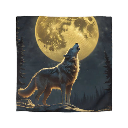 Moonlit Wolf Microfiber Duvet Cover - Cozy Bedding for Animal Lovers Perfect for Home Decor Gifts and Nature