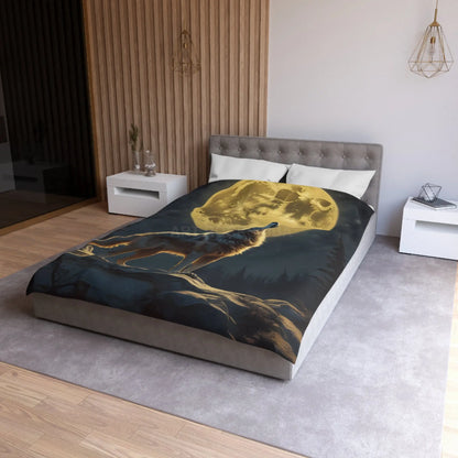 Moonlit Wolf Microfiber Duvet Cover - Cozy Bedding for Animal Lovers Perfect for Home Decor Gifts and Nature