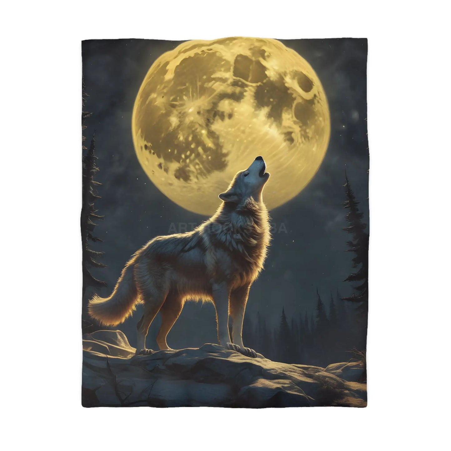 Moonlit Wolf Microfiber Duvet Cover - Cozy Bedding for Animal Lovers Perfect for Home Decor Gifts and Nature