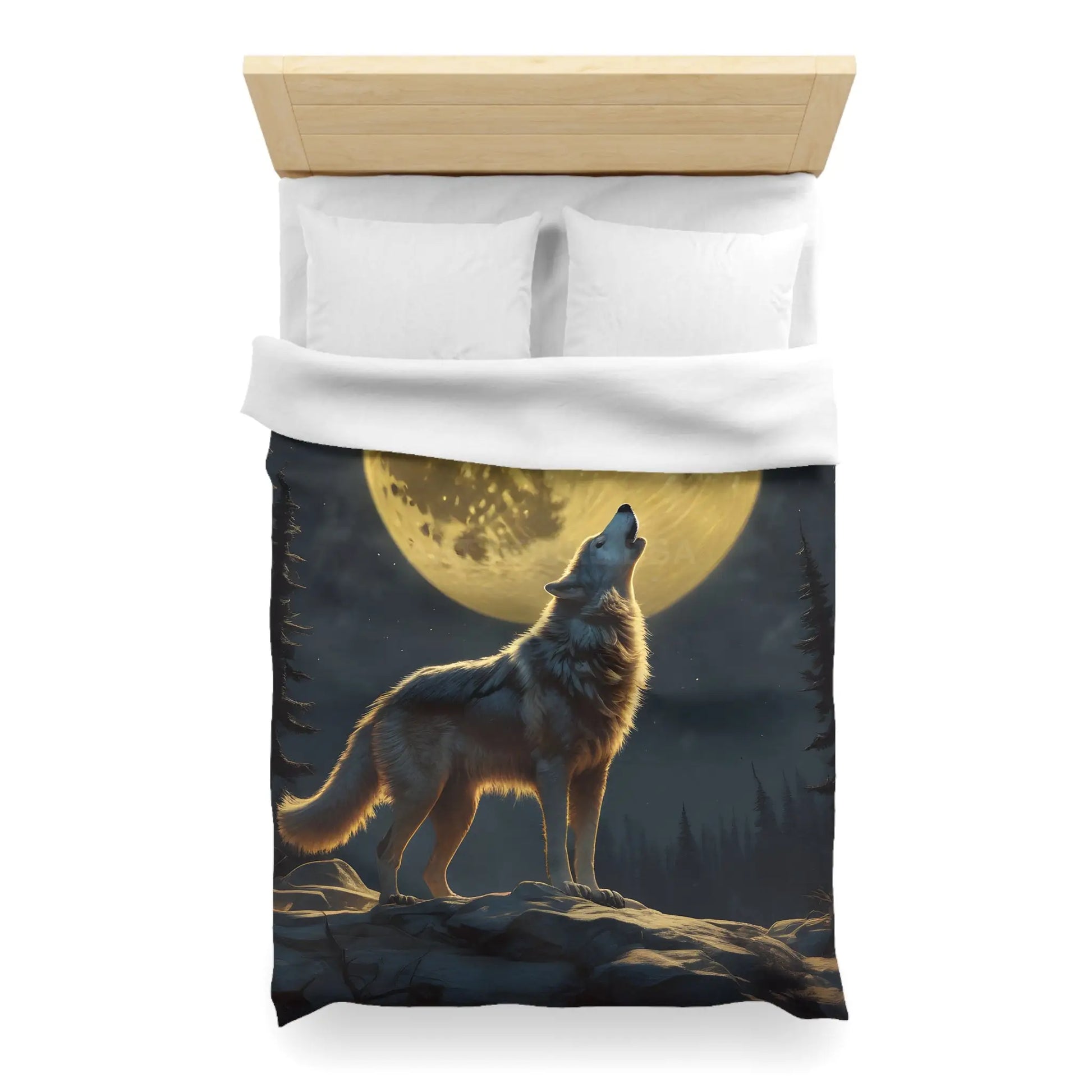 Moonlit Wolf Microfiber Duvet Cover - Cozy Bedding for Animal Lovers Perfect for Home Decor Gifts and Nature