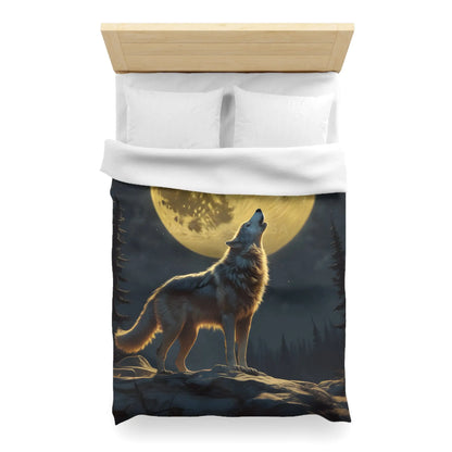 Moonlit Wolf Microfiber Duvet Cover - Cozy Bedding for Animal Lovers Perfect for Home Decor Gifts and Nature