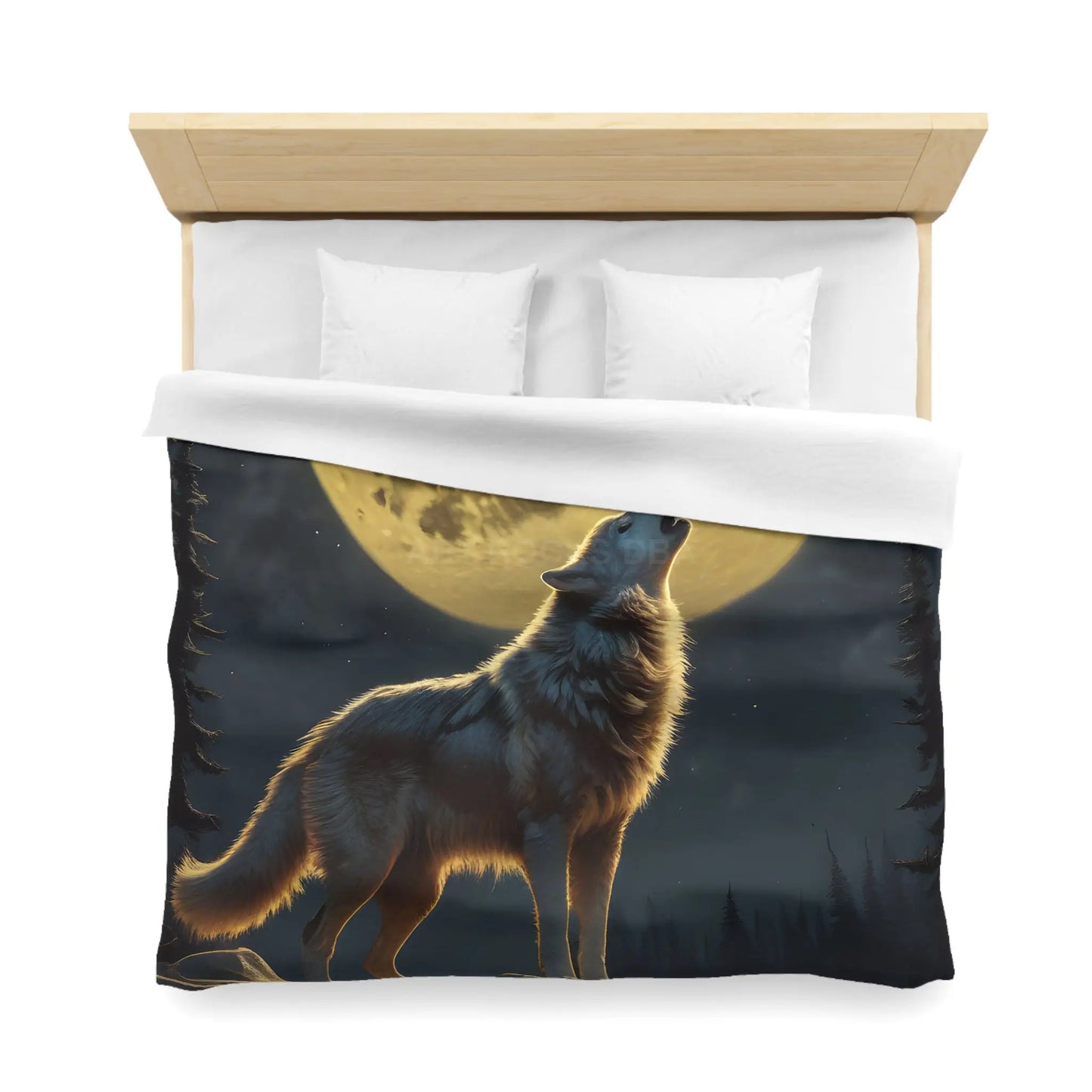Moonlit Wolf Microfiber Duvet Cover - Cozy Bedding for Animal Lovers Perfect for Home Decor Gifts and Nature