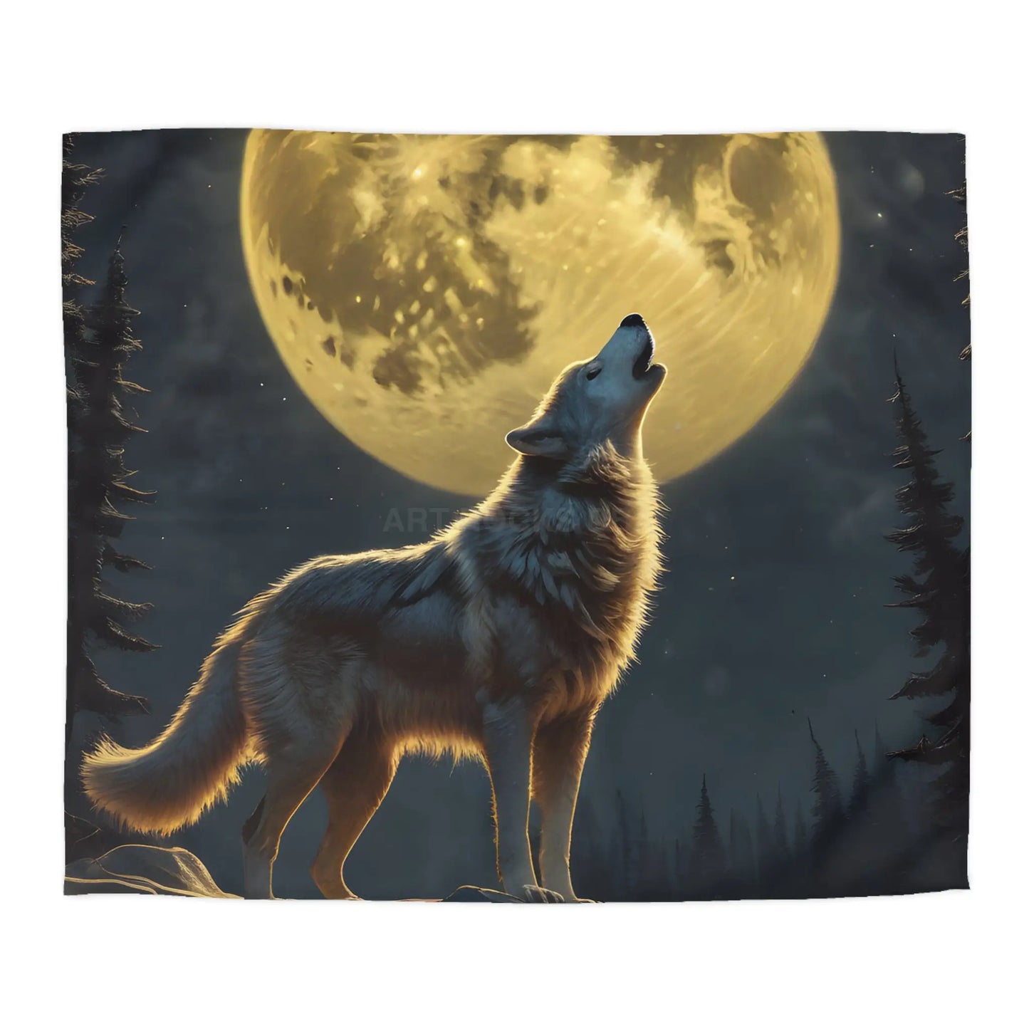 Moonlit Wolf Microfiber Duvet Cover - Cozy Bedding for Animal Lovers Perfect for Home Decor Gifts and Nature