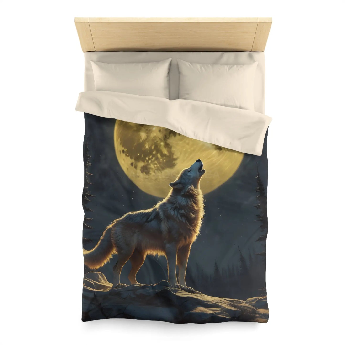 Moonlit Wolf Microfiber Duvet Cover - Cozy Bedding for Animal Lovers Perfect for Home Decor Gifts and Nature