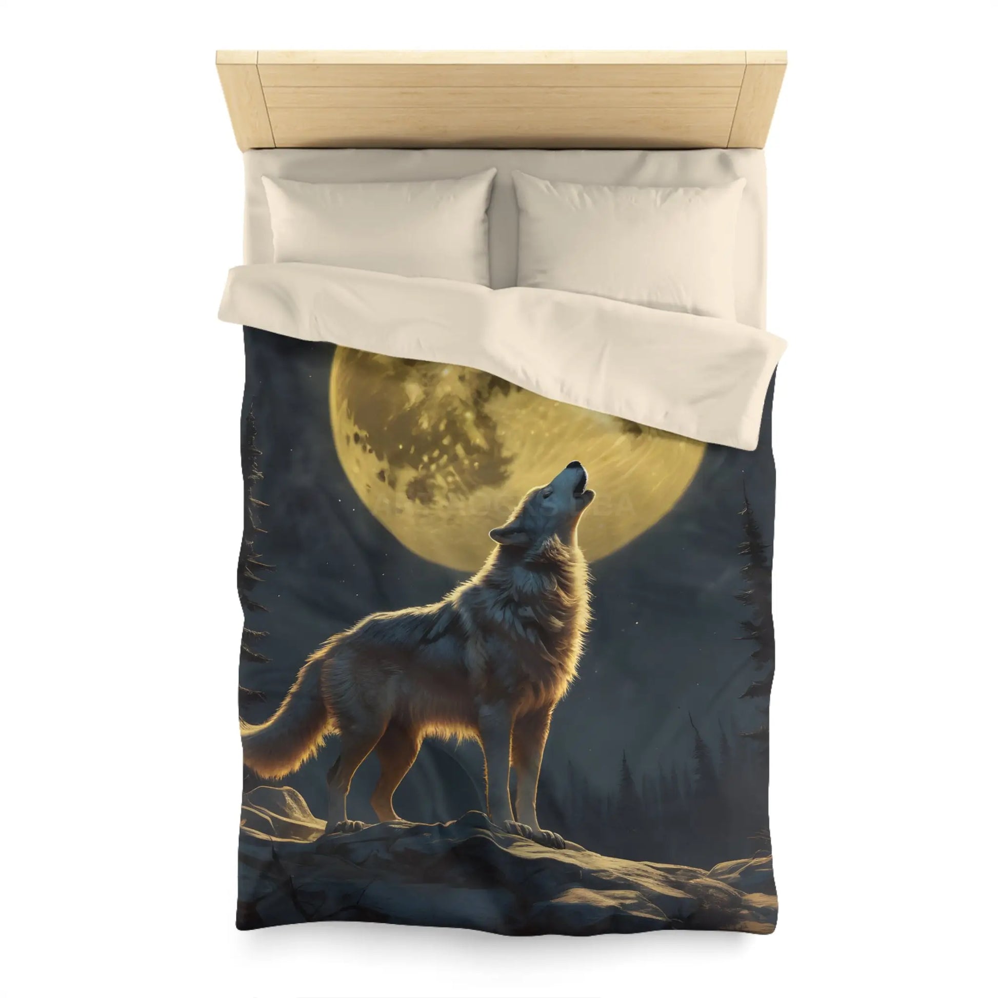 Moonlit Wolf Microfiber Duvet Cover - Cozy Bedding for Animal Lovers Perfect for Home Decor Gifts and Nature