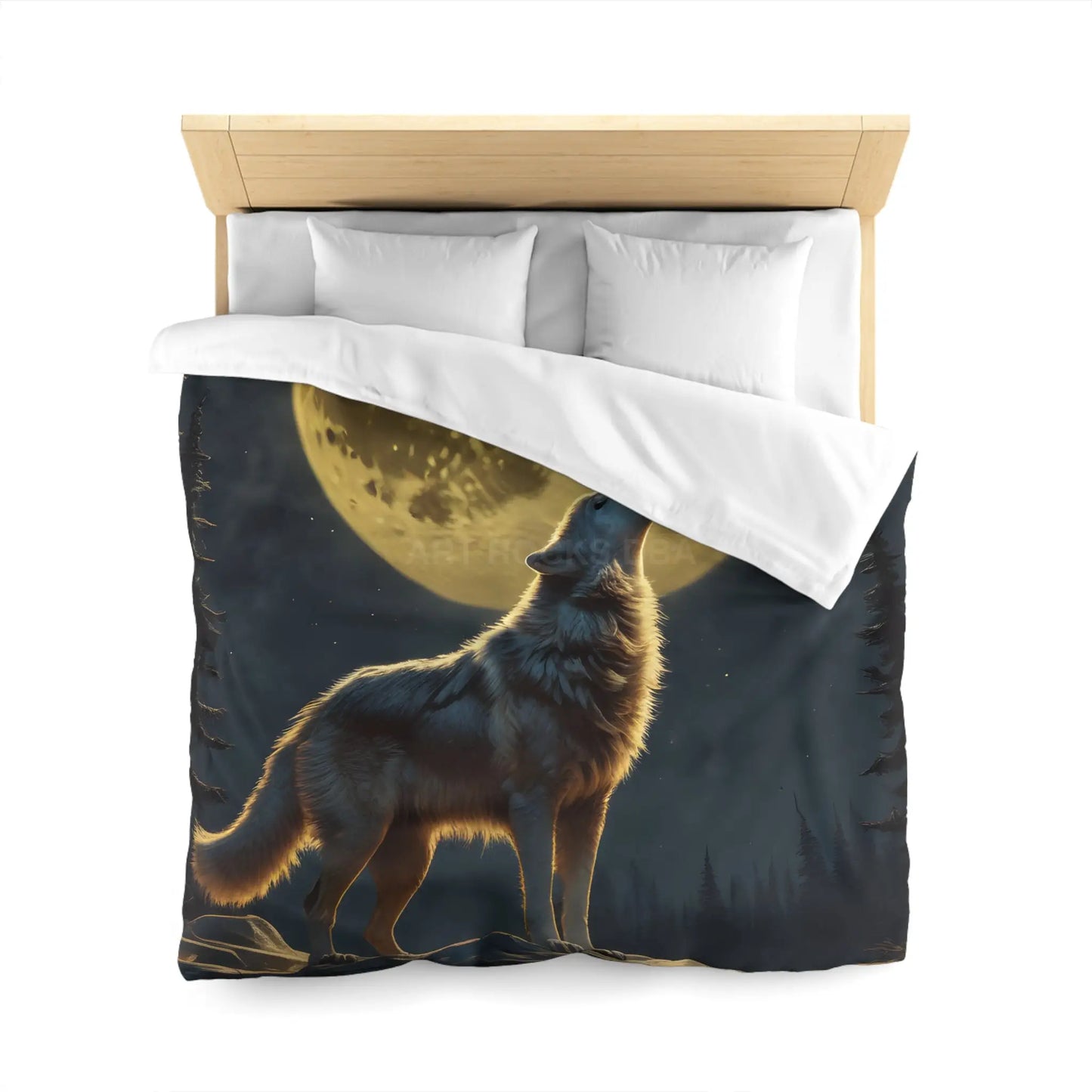 Moonlit Wolf Microfiber Duvet Cover - Cozy Bedding for Animal Lovers Perfect for Home Decor Gifts and Nature